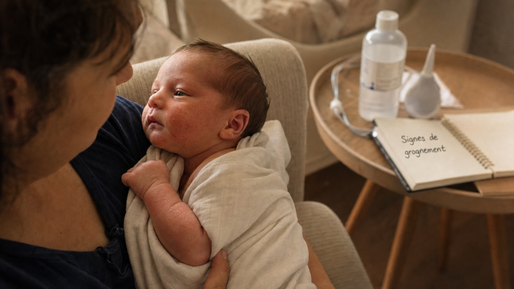 Bebe grogne : parent avec nouveau-né, signes à surveiller