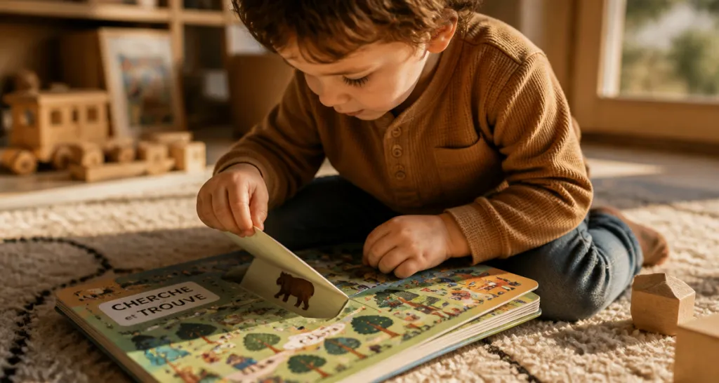 cherche et trouve des tout petit enfant lisant