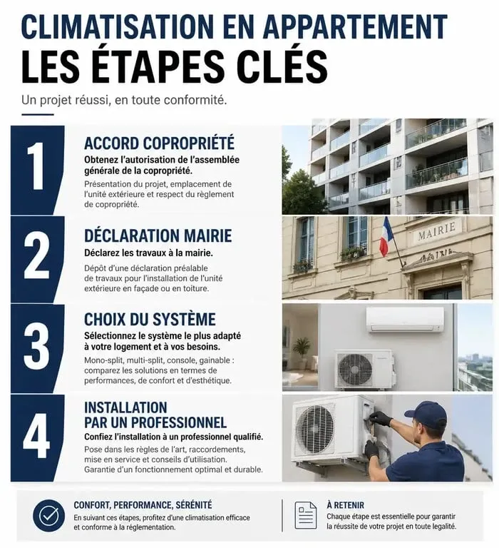 Étapes clés pour l'installation d'une climatisation en appartement