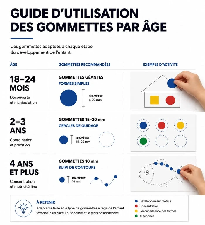 Guide pratique des tailles de gommettes pour le dessin gommette selon l'âge de l'enfant