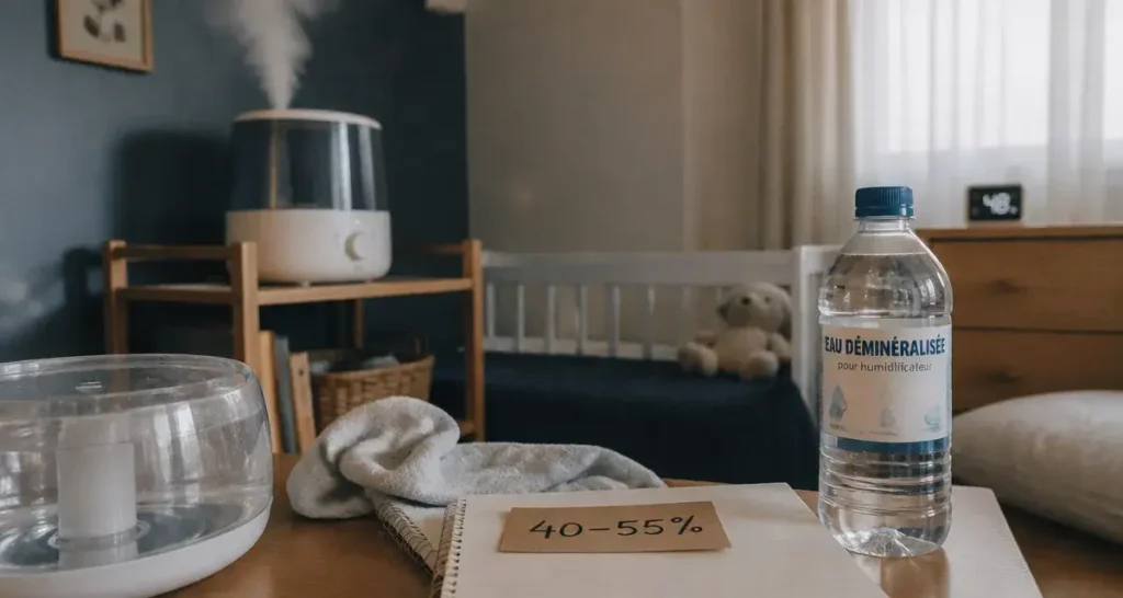 Humidificateur d’air bébé danger, humidité 40–55% avec hygromètre