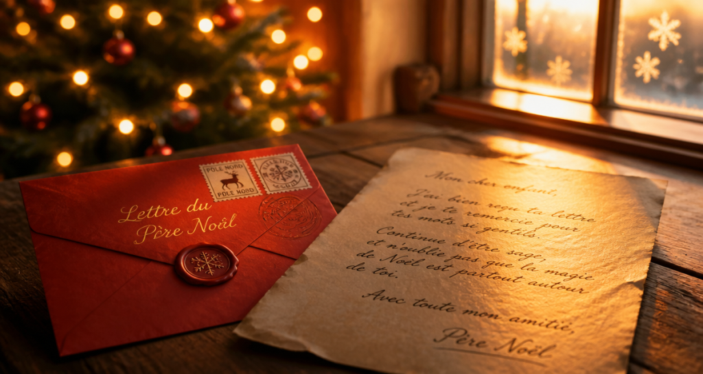 Lettre du père Noël personnalisé gratuite avec enveloppe rouge