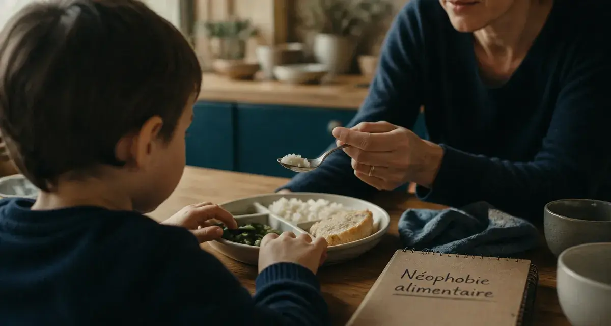 Néophobie alimentaire : enfant hésitant à table