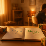 prenom garcon 4 lettres sur carnet dans chambre