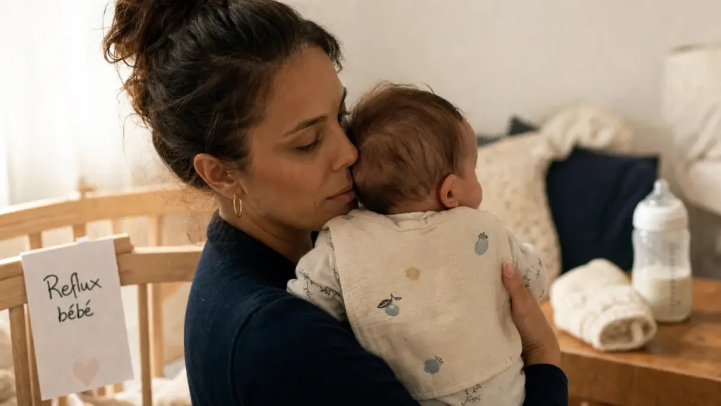 bebe rgo : bébé qui régurgite après la tétée, rot et bavoir