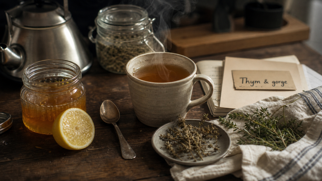 Tisane de thym pour toux et gorge irritée