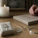 Cadeau pour communion : croix et médaille en argent