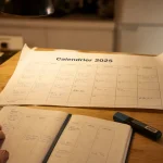 Calendrier 2025 à imprimer A4, cases à écrire
