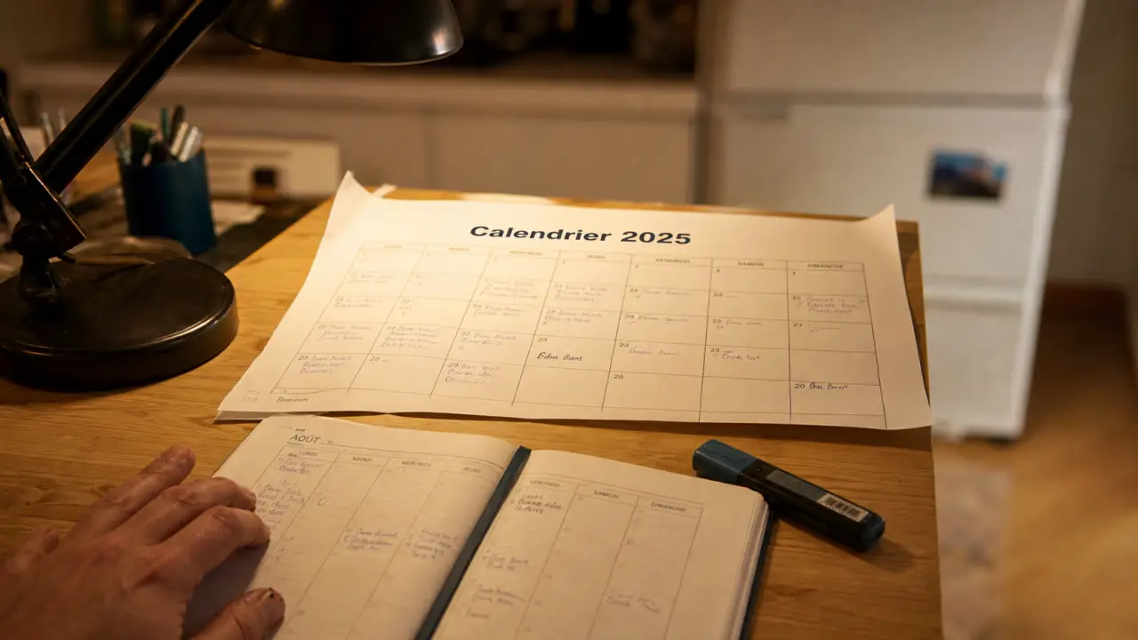 Calendrier 2025 à imprimer A4, cases à écrire