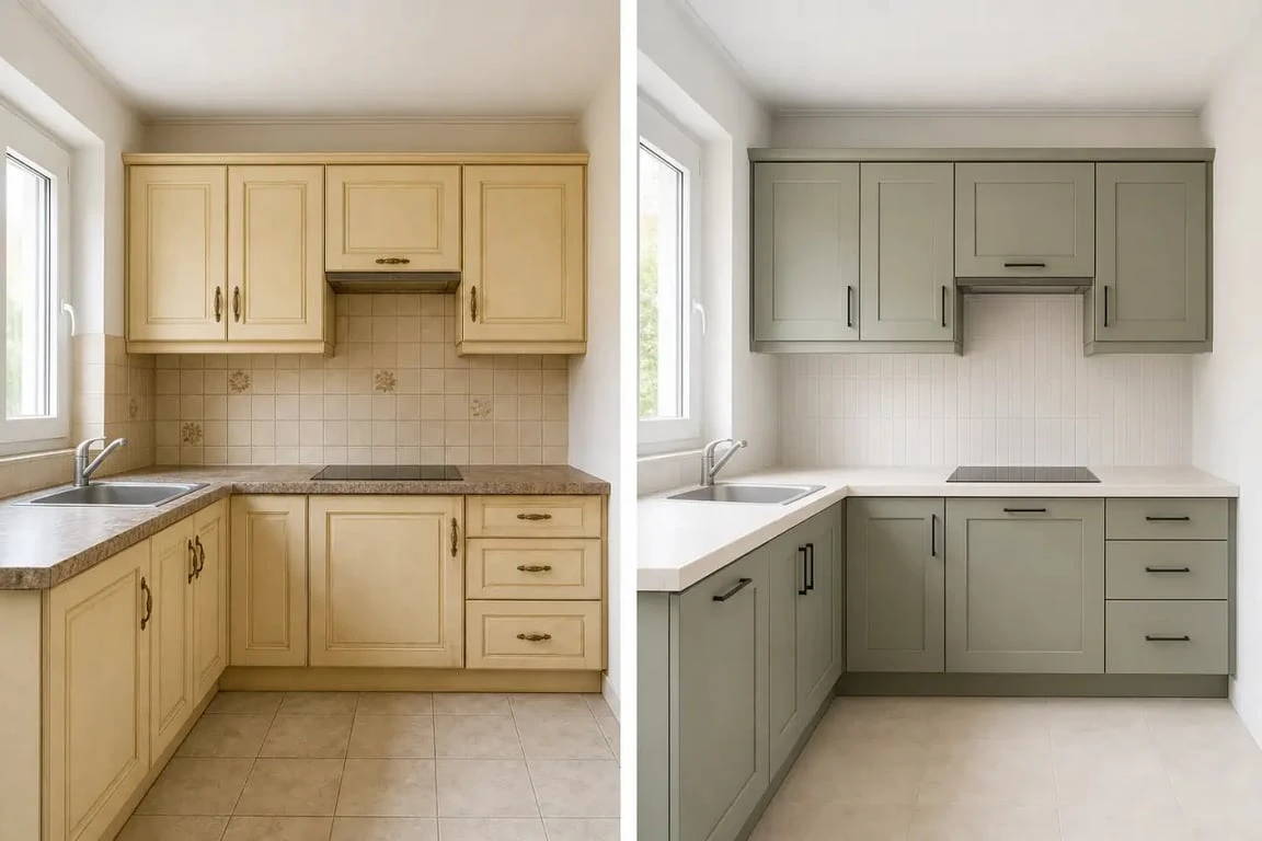 Rénover sa cuisine sans changer les meubles avec un avant/après moderne