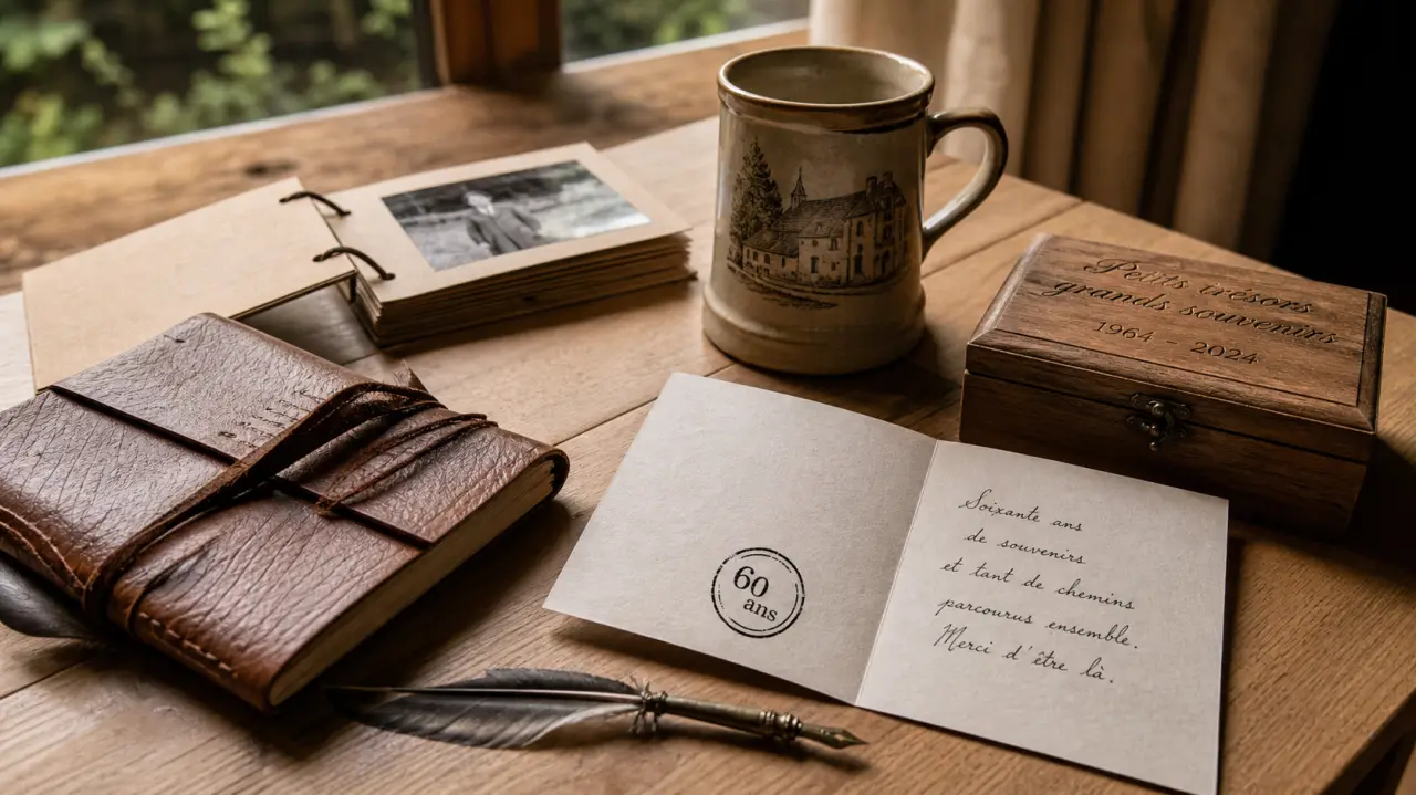 Idée cadeau 60 ans homme : coffret gravé, carnet cuir, carte 60 ans