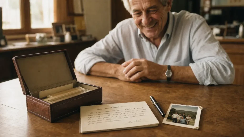 Idée cadeau 60 ans homme : coffret photo souvenir en cuir et polaroïd