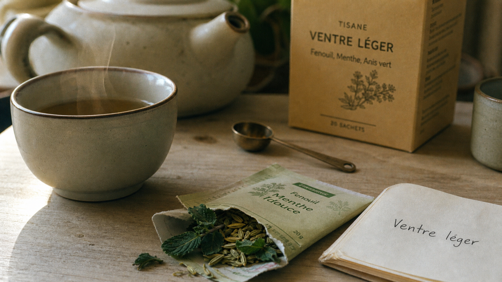 The pour ventre plat : tasse de tisane fenouil et menthe