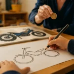 Dessiner une moto maternelle : enfant dessine une moto simple