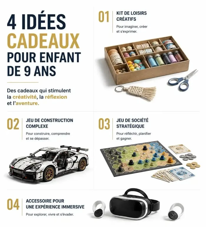 Idées de cadeau enfant 9 ans : jeux de construction, loisirs créatifs et jeux de société