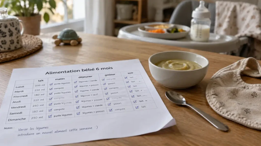 Alimentation bébé à 6 mois : le tableau à imprimer pour varier sans forcer