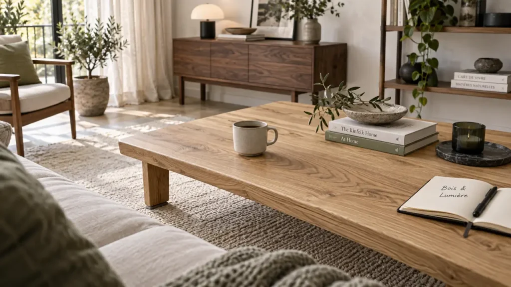 La décoration en bois réchauffe la maison sans assombrir les pièces