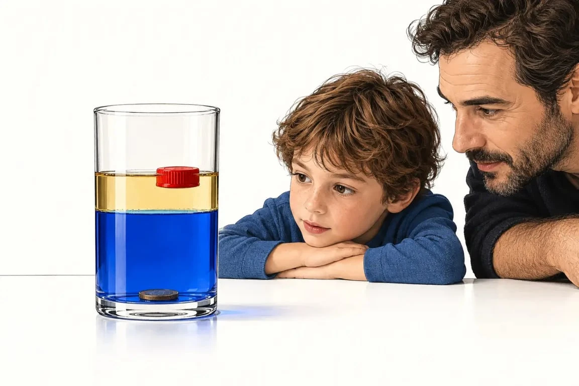 Activités scientifiques enfants : expérience des liquides superposés pour comprendre la densité