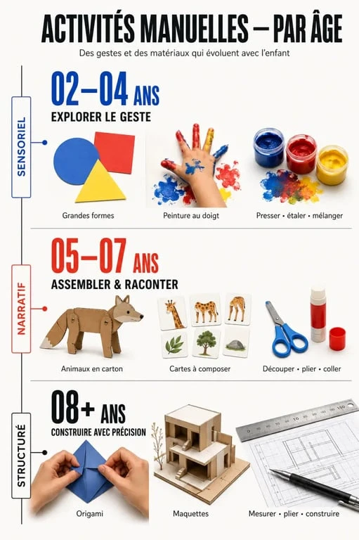 Activités manuelles enfants adaptées à chaque âge, de 2 ans aux enfants de 8 ans et plus