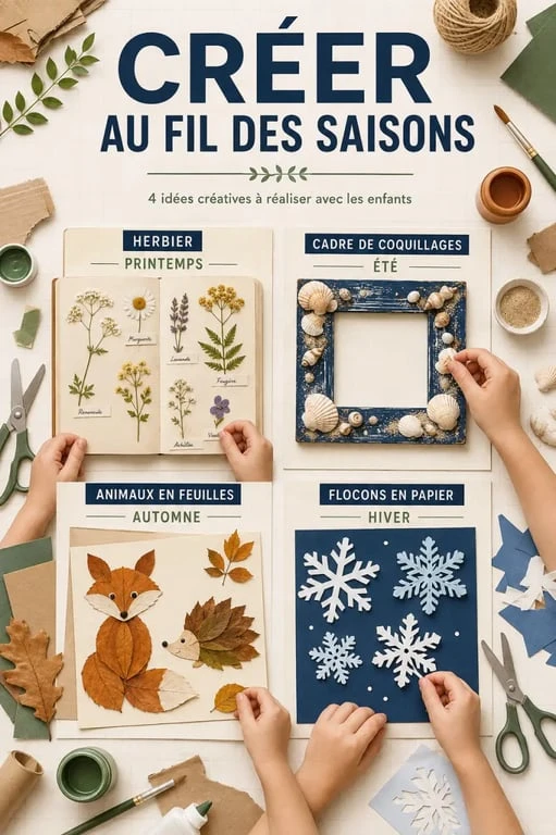 Activités manuelles enfants pour chaque saison avec créations en papier et matériaux de récupération
