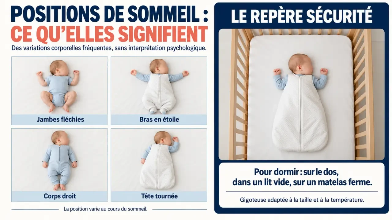 Infographie sur la position sommeil bébé signification et les règles du couchage sécurisé sur le dos