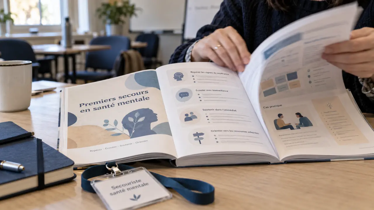 Manuel des premiers secours en santé mentale, guide photo en formation